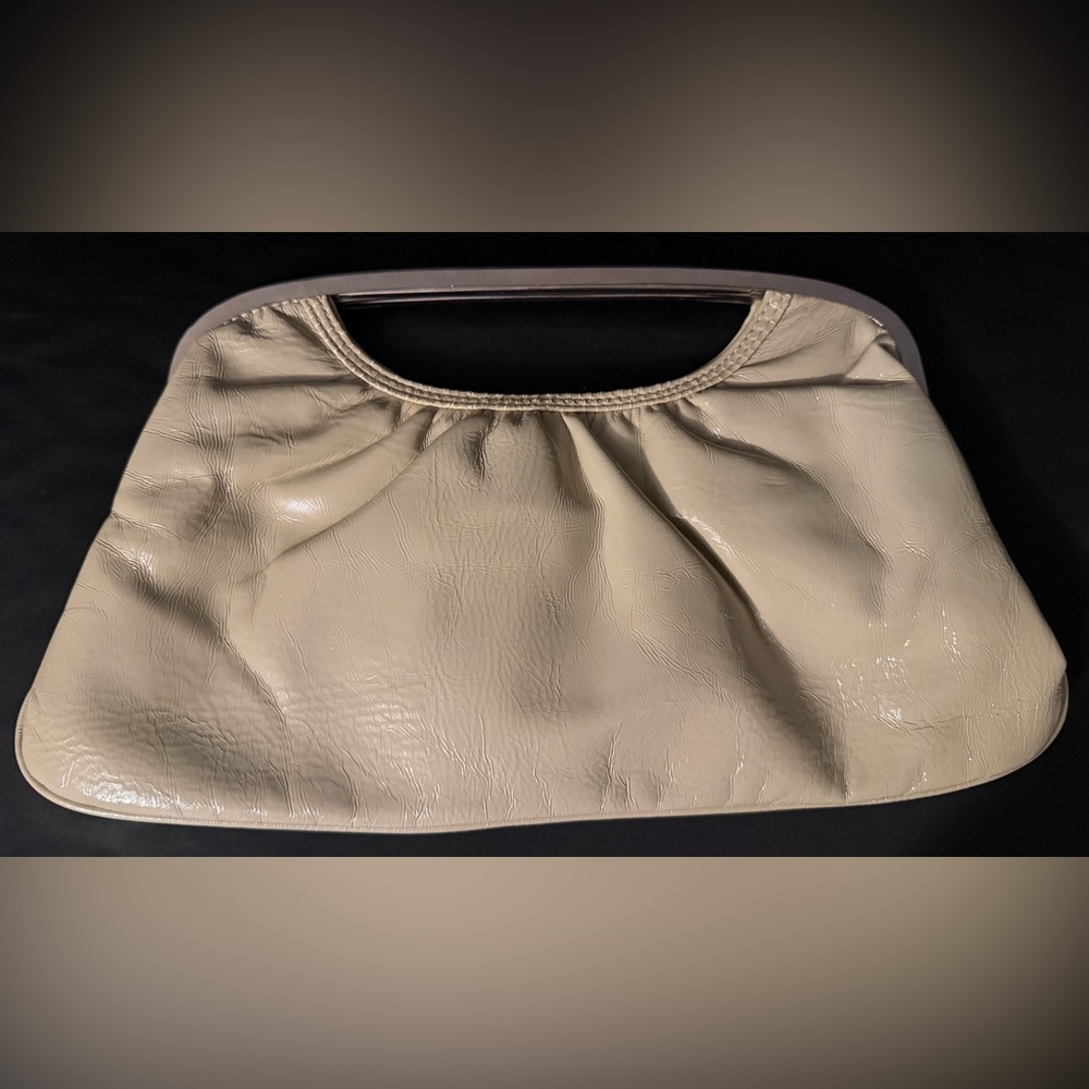 Vintage Express PU Leather Clutch with Silver Metal Handle & Magnetic Closure